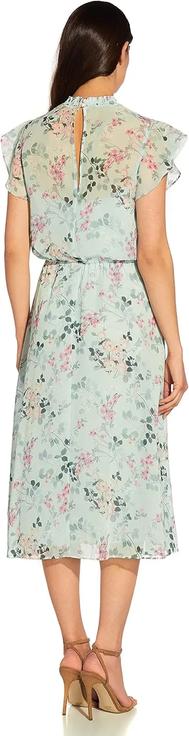 Adrianna Papell Women's Short Printed Chiffon Dress