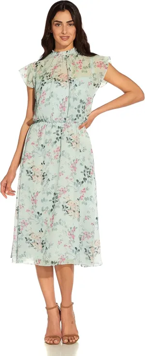 Adrianna Papell Women's Short Printed Chiffon Dress
