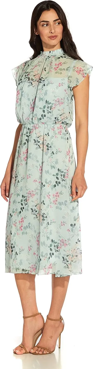 Adrianna Papell Women's Short Printed Chiffon Dress
