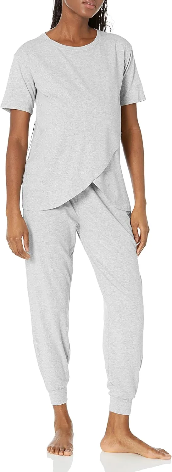 Amazon Essentials Women's Cotton Maternity and Nursing Sleepwear Pajama Set