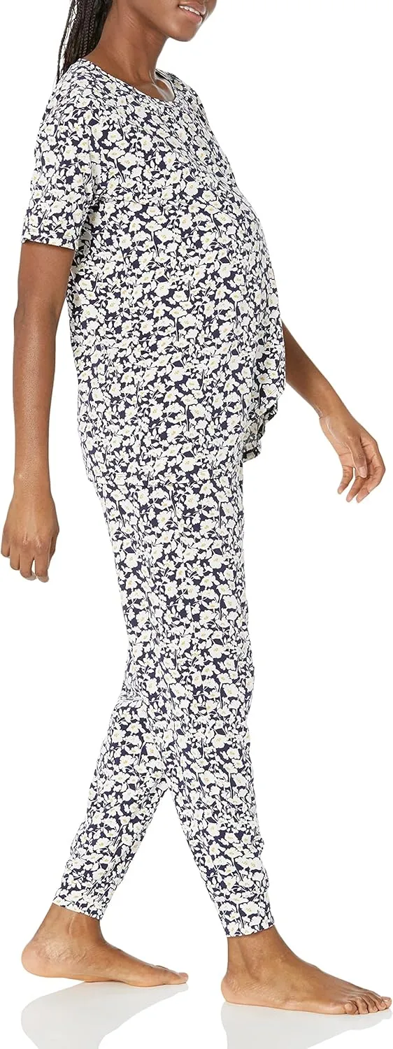 Amazon Essentials Women's Cotton Maternity and Nursing Sleepwear Pajama Set