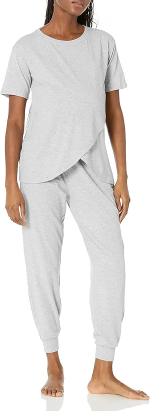 Amazon Essentials Women's Cotton Maternity and Nursing Sleepwear Pajama Set