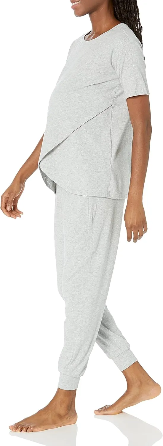 Amazon Essentials Women's Cotton Maternity and Nursing Sleepwear Pajama Set