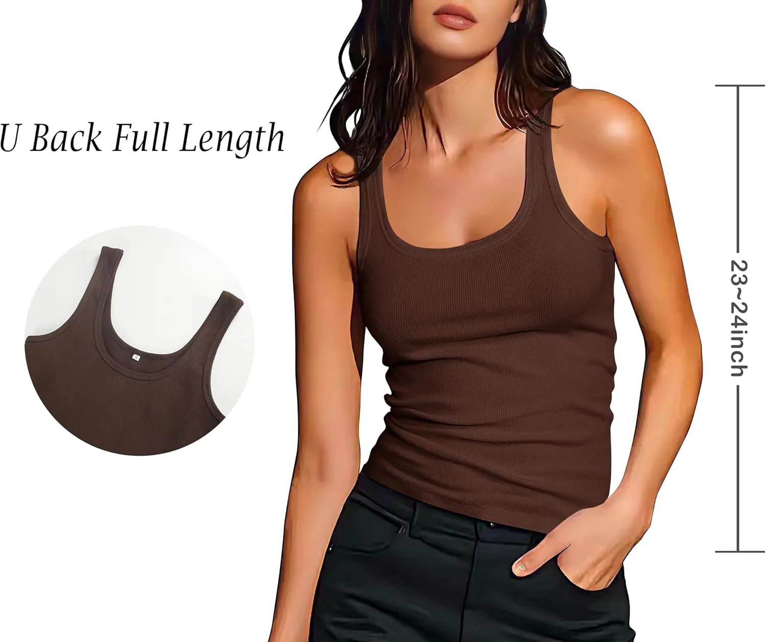 Artfish Women's Sleeveless Cotton Fitted Tank Top Form Fitting Scoop Neck Ribbed Knit Basic Cami Shirts