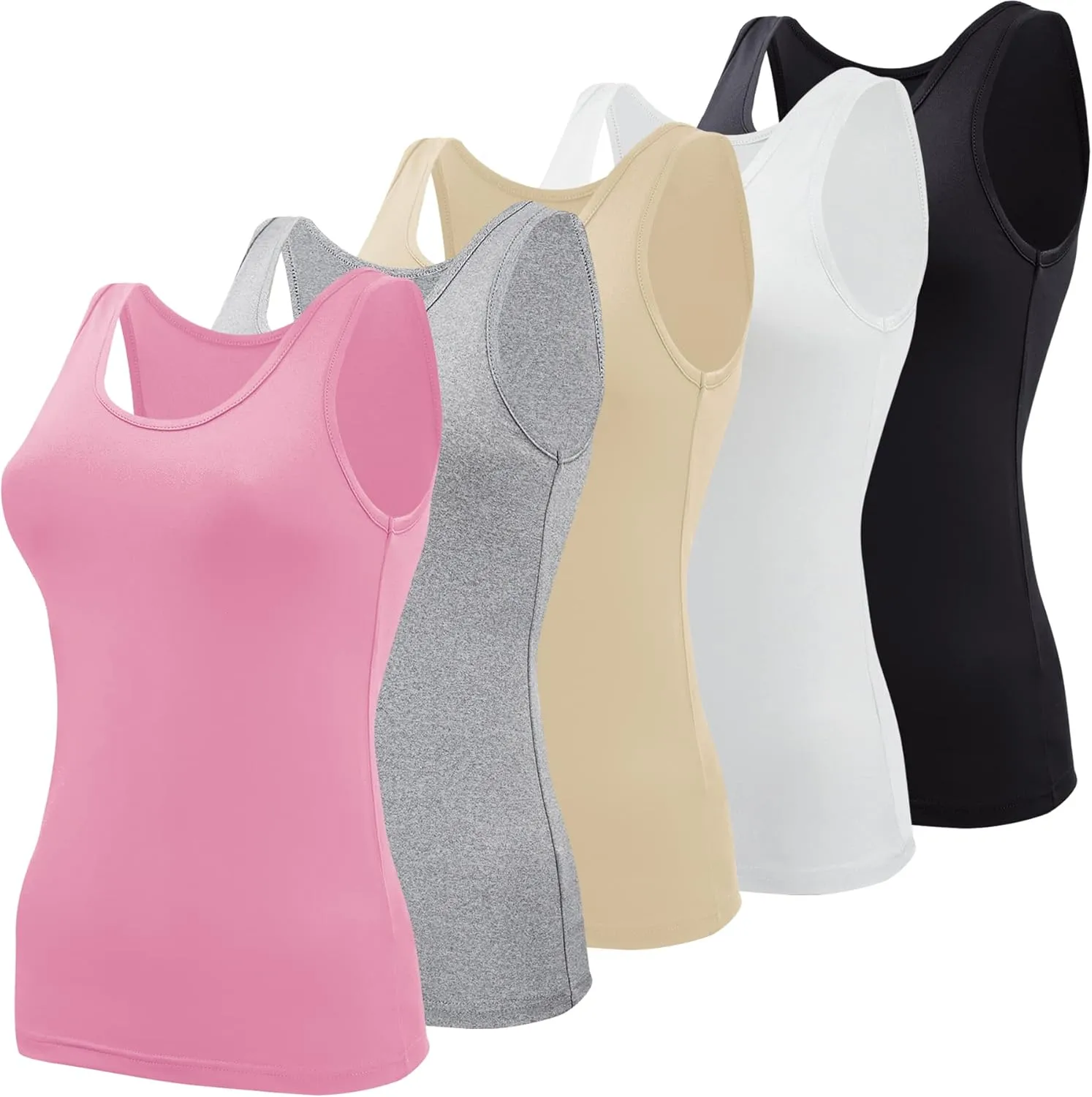BQTQ 5 Pcs Basic Tank Tops for Women Undershirt Tank Top Sleeveless Under Shirts