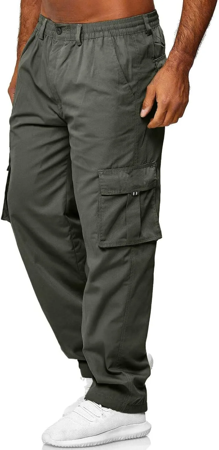 Cargo Work Pants for Men Classic-Fit Ripstop Lightweight Trousers Casual Tactical Hiking Bottom Pant Multi-Pockets