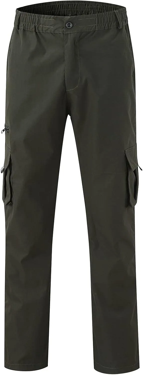 Cargo Work Pants for Men Classic-Fit Ripstop Lightweight Trousers Casual Tactical Hiking Bottom Pant Multi-Pockets