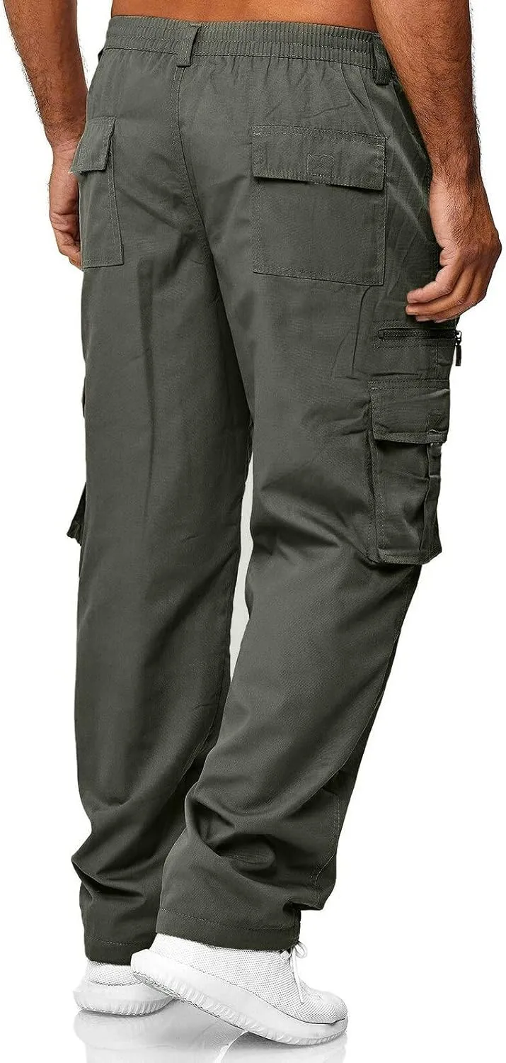 Cargo Work Pants for Men Classic-Fit Ripstop Lightweight Trousers Casual Tactical Hiking Bottom Pant Multi-Pockets