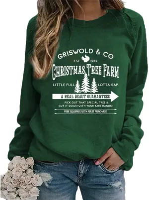 Christmas Sweatshirts For women Funny Christmas Sweater Cozy Holiday Graphic Tops