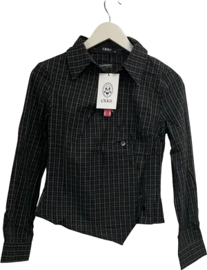 Cider Black 100% Cotton Collar Checked Shirt UK XS