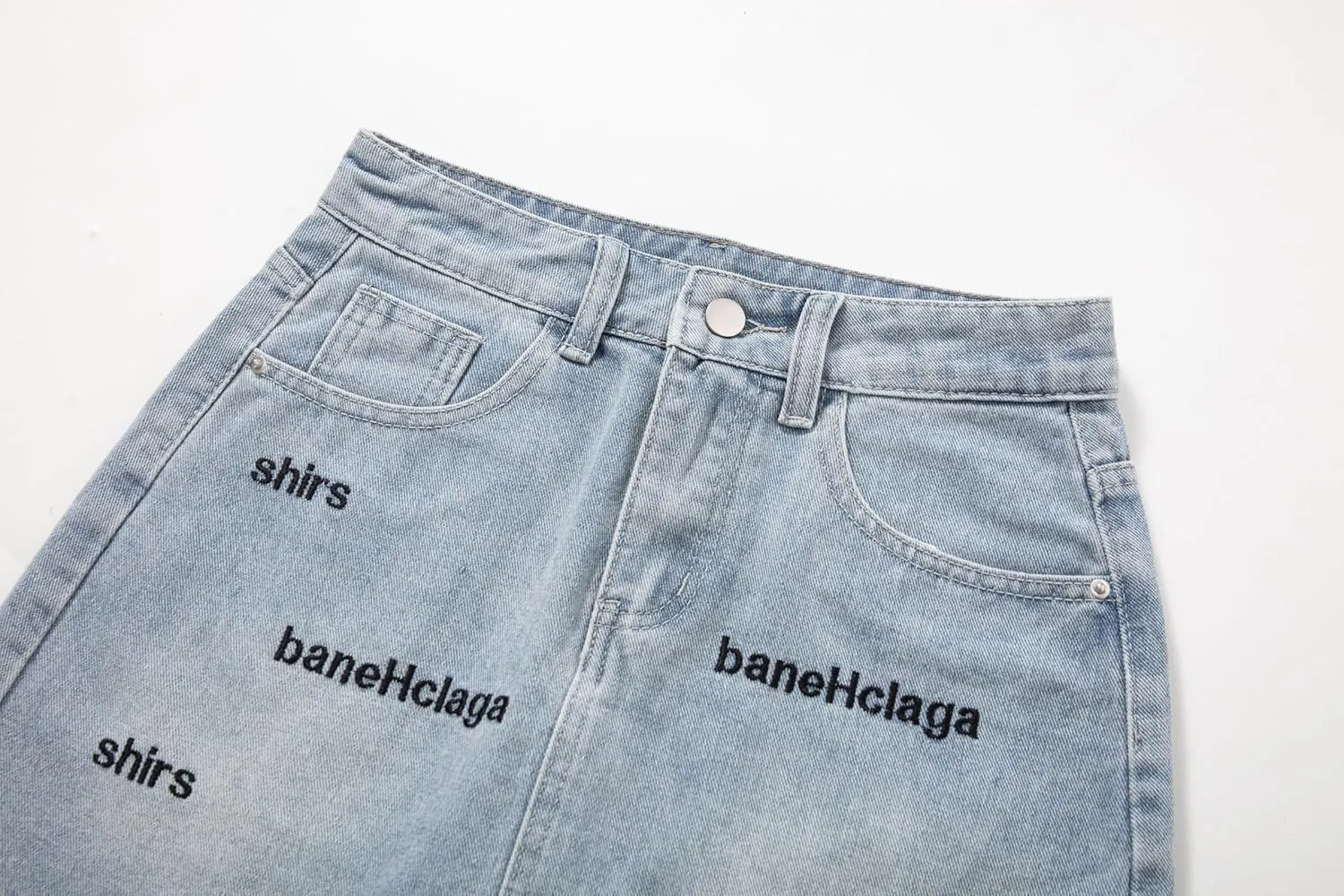 Denim midi Skirt Jean Denim Hip Skirt Women's High Waist Fashion Text Embroidery Denim Skirt with Lined Casual Summer
