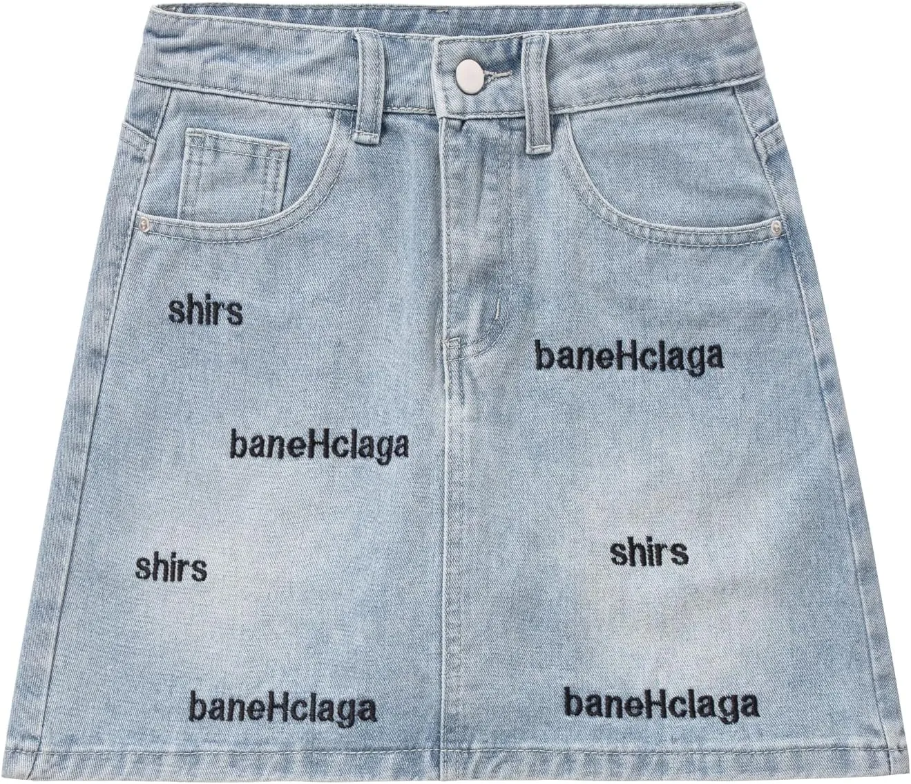 Denim midi Skirt Jean Denim Hip Skirt Women's High Waist Fashion Text Embroidery Denim Skirt with Lined Casual Summer