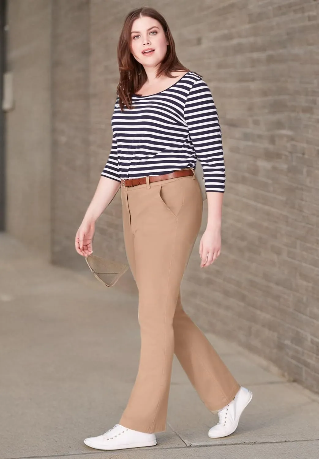ellos Women's Plus Size Classic Stretch Chino