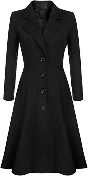FLITAY Womens Trench Plus Size Casual Pea coat Empire Waist Hooded Checkered Double Breasted Coat