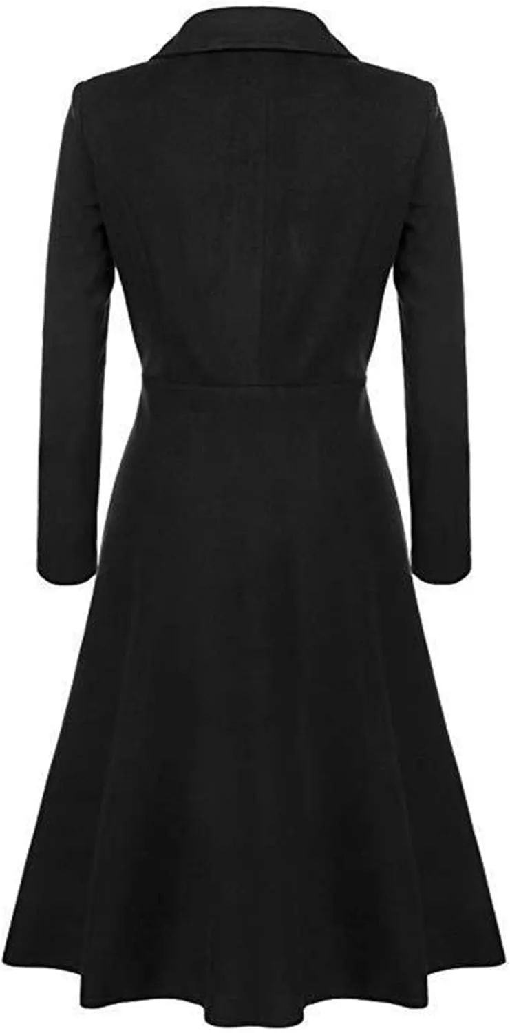 FLITAY Womens Trench Plus Size Casual Pea coat Empire Waist Hooded Checkered Double Breasted Coat
