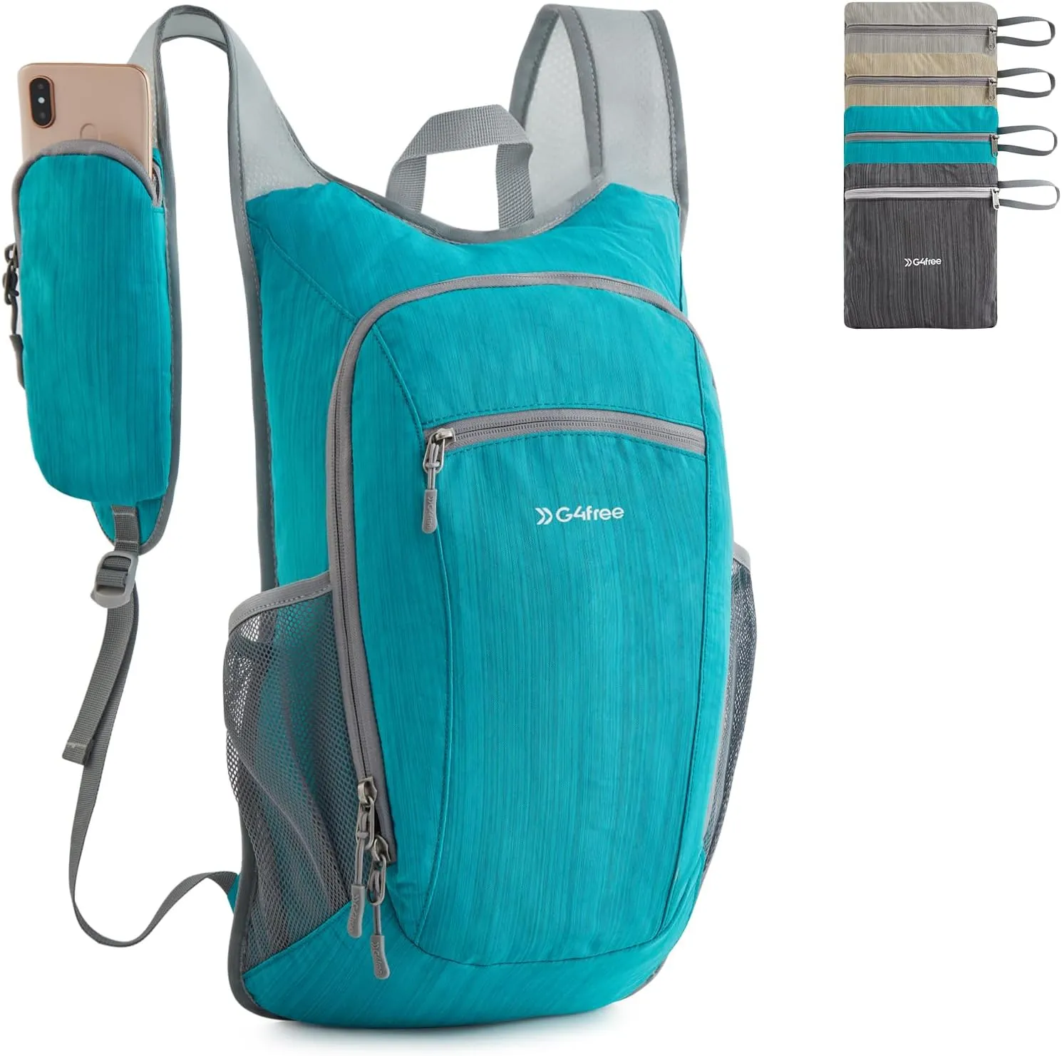 G4Free 15L Hiking Daypack Lightweight Travel Backpack Packable Outdoor Casual Foldable Shoulder Bag (Peacock Blue)
