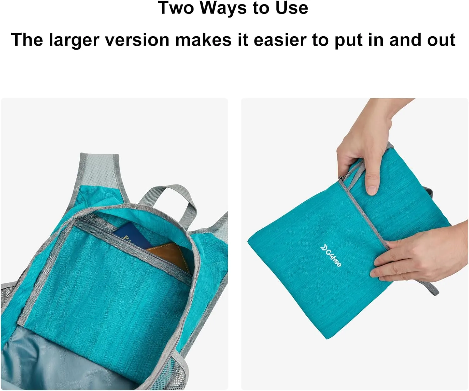 G4Free 15L Hiking Daypack Lightweight Travel Backpack Packable Outdoor Casual Foldable Shoulder Bag (Peacock Blue)