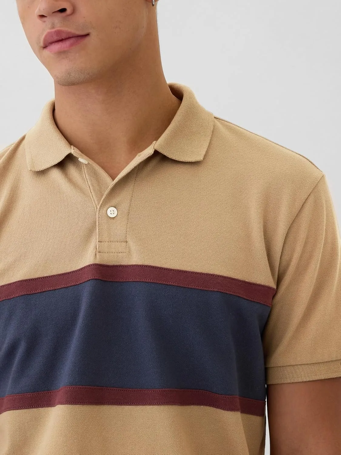 GAP Men's Striped Stretch Pique Polo Shirt