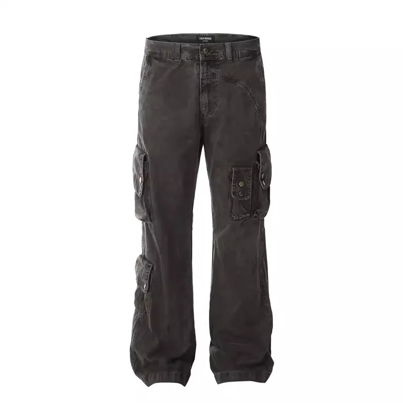 Halloy™ Heavy Washed Distressed Tie-dyed Cargo Pants