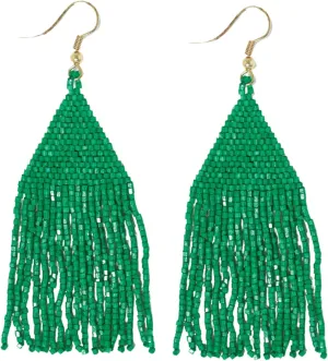 INK ALLOY Beaded Earrings for Women Dangling, Lexie Medium Fringe Colorful Seed Bead Tassel Boho Earrings, Hypoallergenic Handmade Jewelry for the Modern Bohemian, 3.25-Inch Length