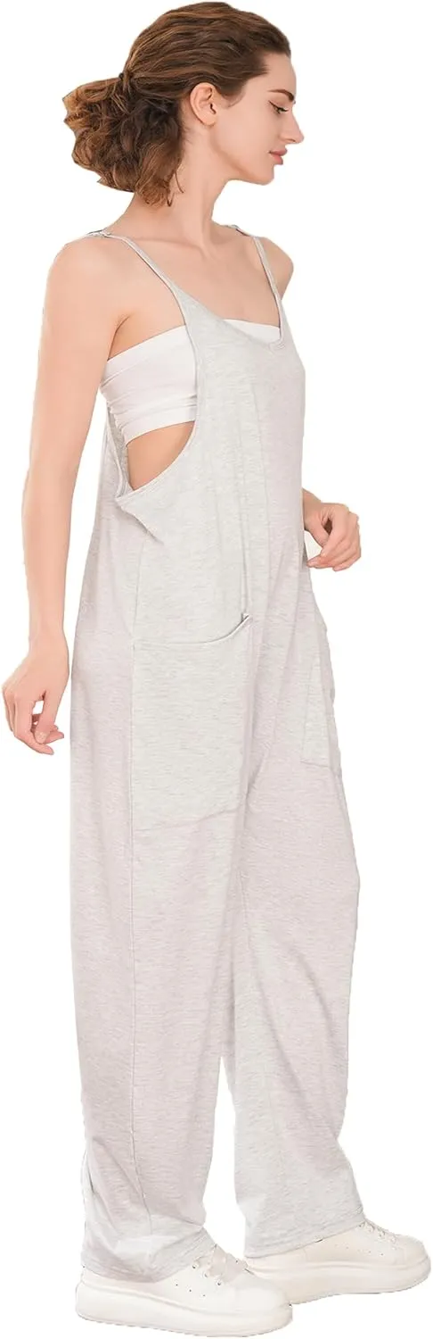 Jumpsuits for Women 3 PACK Casual Summer Rompers Sleeveless Loose Spaghetti Strap Baggy Overalls Jumpers with Pockets