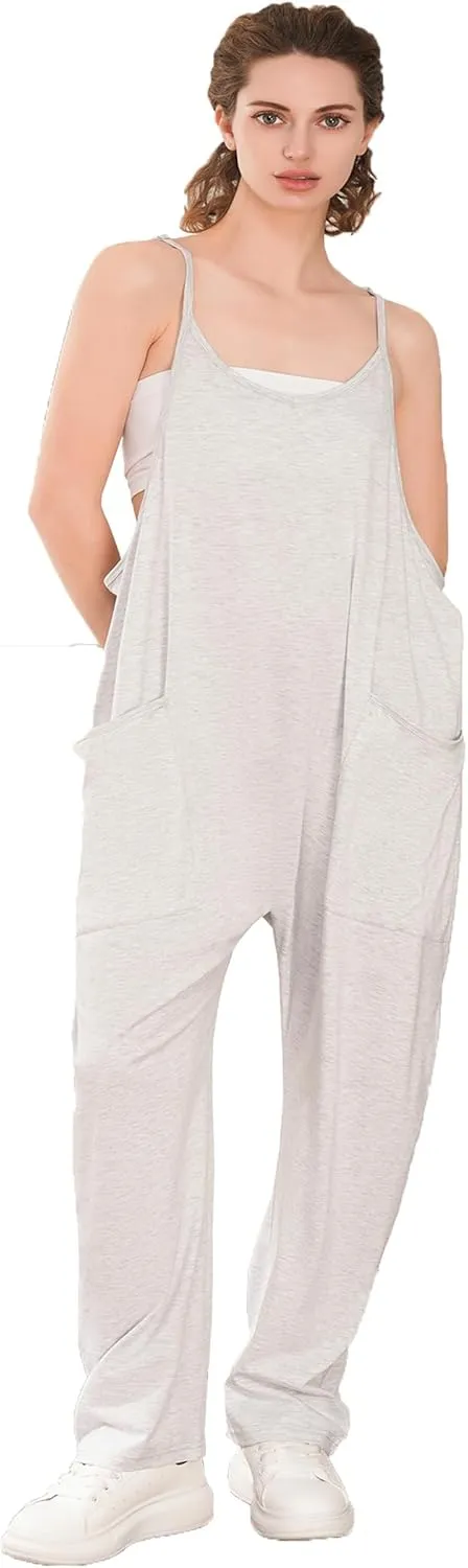 Jumpsuits for Women 3 PACK Casual Summer Rompers Sleeveless Loose Spaghetti Strap Baggy Overalls Jumpers with Pockets