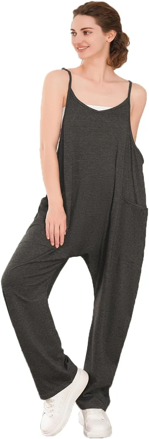Jumpsuits for Women 3 PACK Casual Summer Rompers Sleeveless Loose Spaghetti Strap Baggy Overalls Jumpers with Pockets