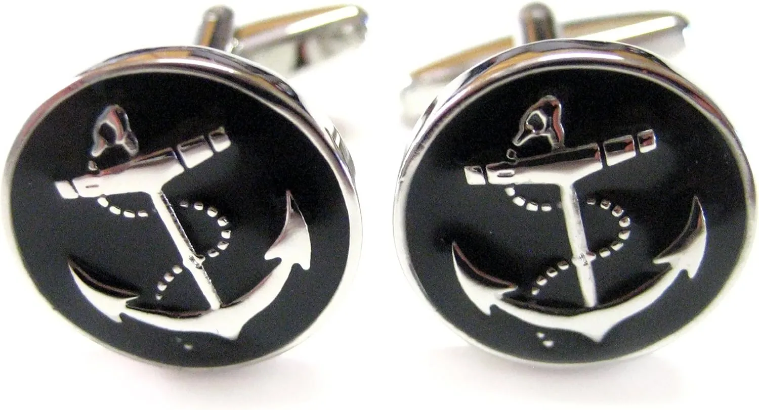 Kiola Designs Black Anchor Cufflinks
