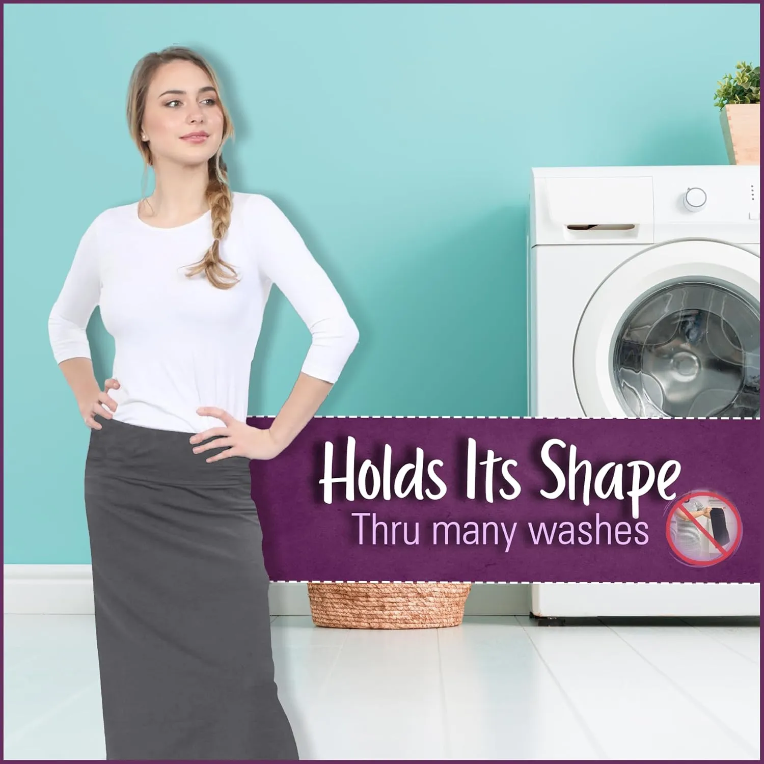 Kosher Casual Women's Modest Cotton Stretch Long Maxi Pencil Skirt
