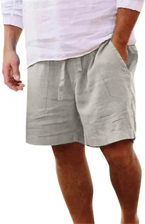 Linen Shorts for Men White Casual All Solid Color Painting Cotton Loose Plus Size Trouser Outdoor Summer Beach