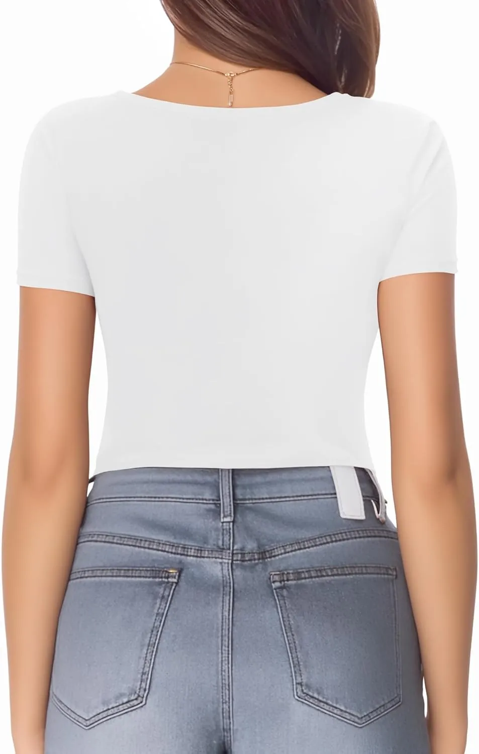 MANGOPOP Round Neck Short Sleeve Long Sleeve Bodysuits for Women Basic Body Suit Shirts Tops