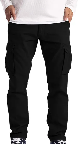 Mens Cargo Pants Slim-Fit Stretch Straight Leg Sweatpants Lightweight Hiking Pants Workout Athletic Pants with Zipper Pockets