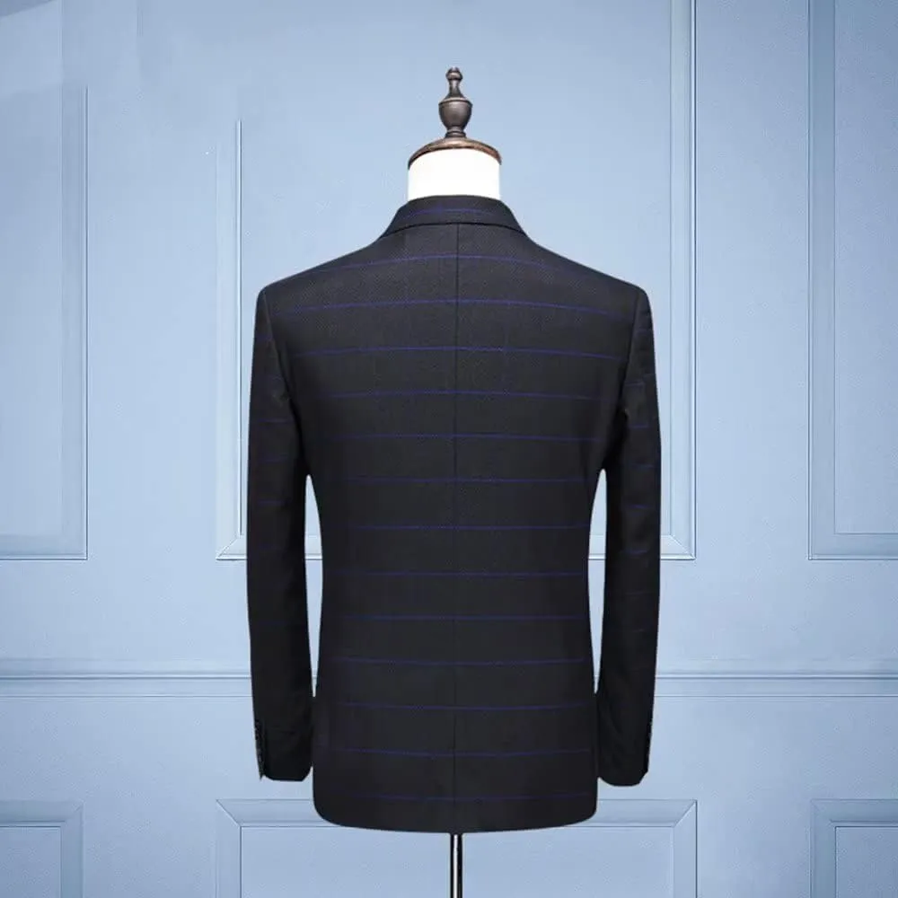 Men's Checked Blazer Two Buttons Jacket Plaid Suit Coat for Formal Casual