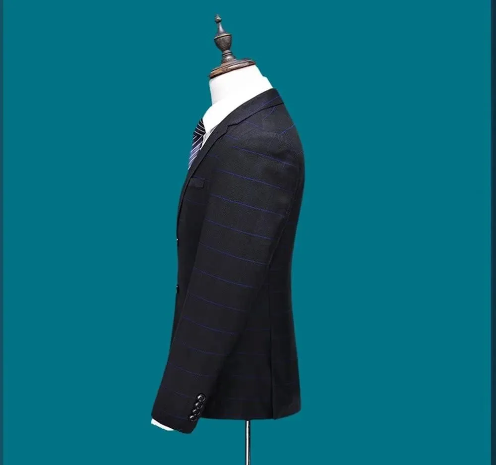 Men's Checked Blazer Two Buttons Jacket Plaid Suit Coat for Formal Casual