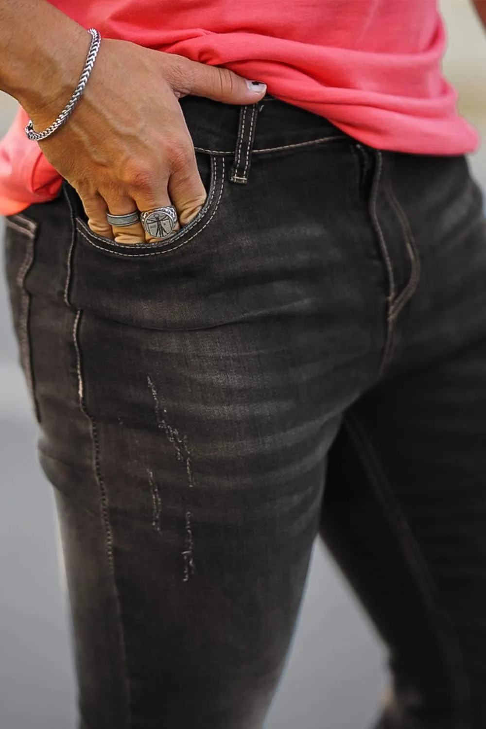 Men's Classic Slim Fit Stretchy Jeans for Men Skinny Flex Denim Pants Ripped Designer