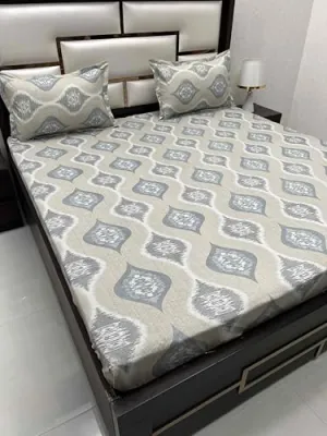 Pure Decor 100% Pure Cotton Velar Fur SIB Collection King Size Twill Fabric Bedsheet for Double Bed (108"X108") with 2 Pillow Covers PD 4261 - Ethnic, Multicolor