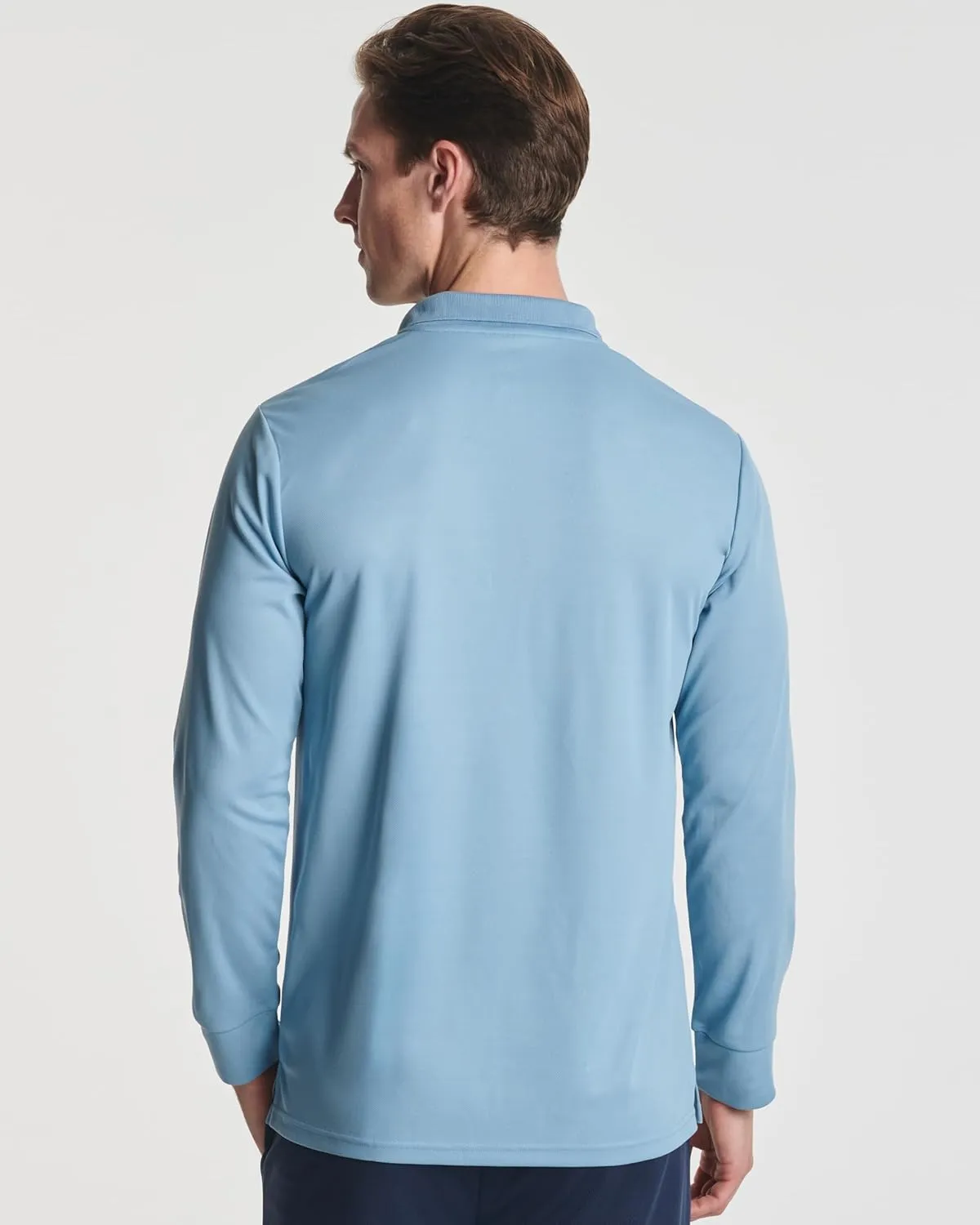 Real Essentials 3 Pack Men's Dry Fit Long-Sleeve Active Polo Shirt Casual Performance Golf (Available in Big & Tall)