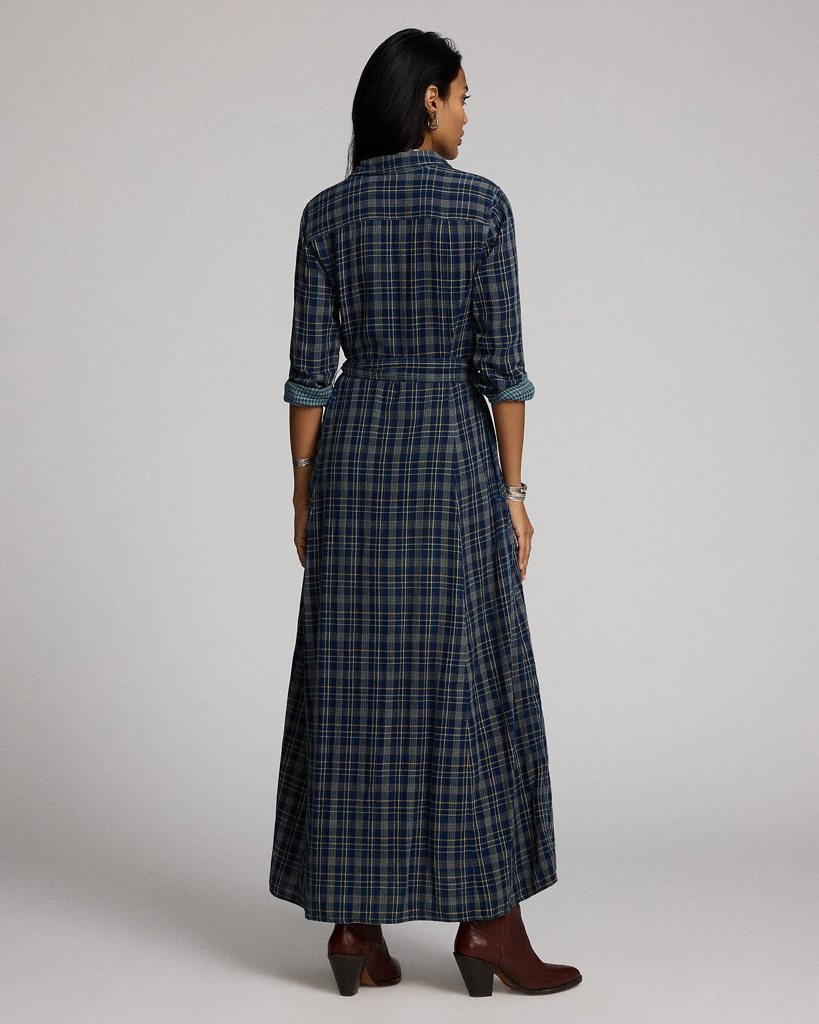 RRL Indigo Plaid Double-Faced Shirtdress