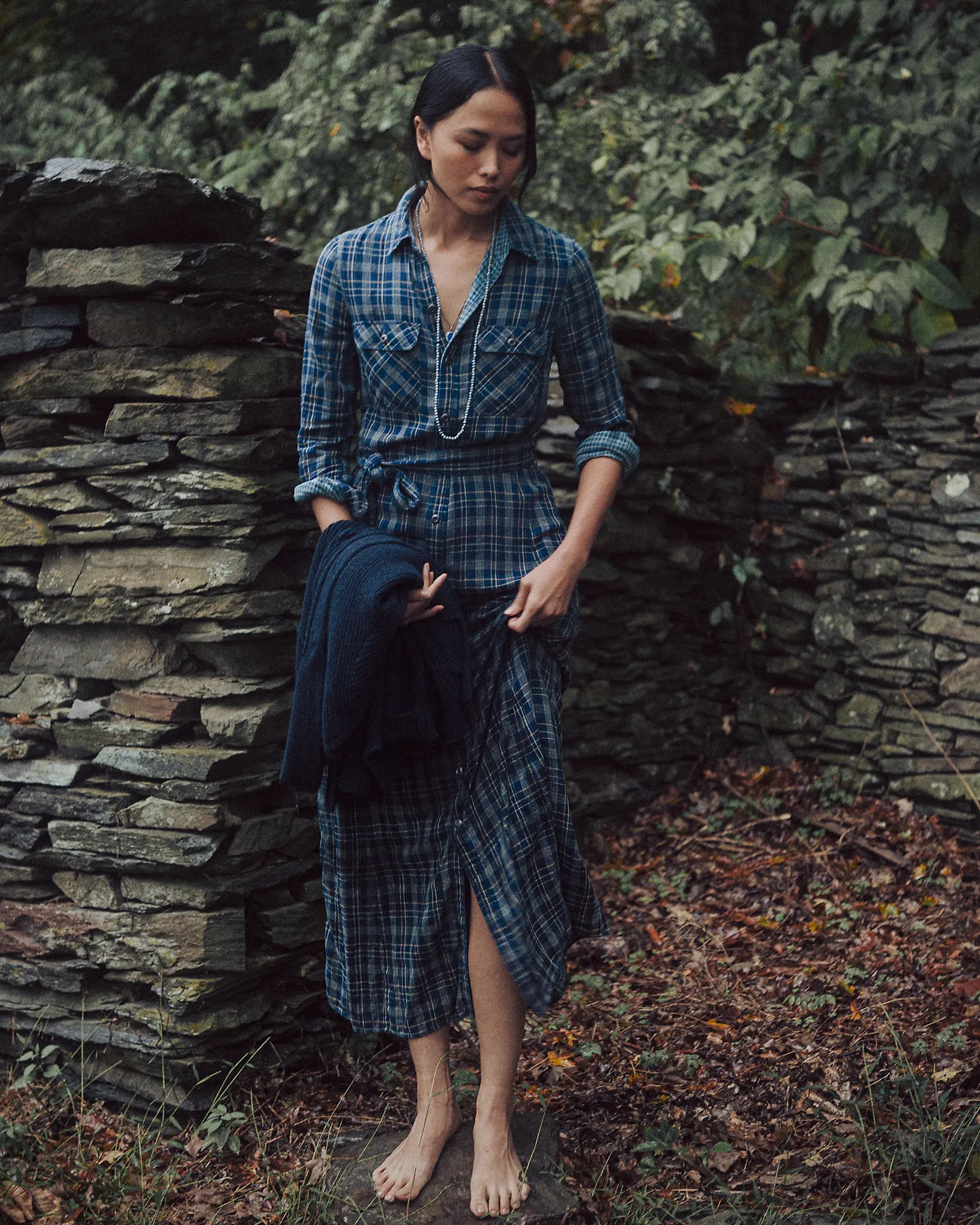 RRL Indigo Plaid Double-Faced Shirtdress