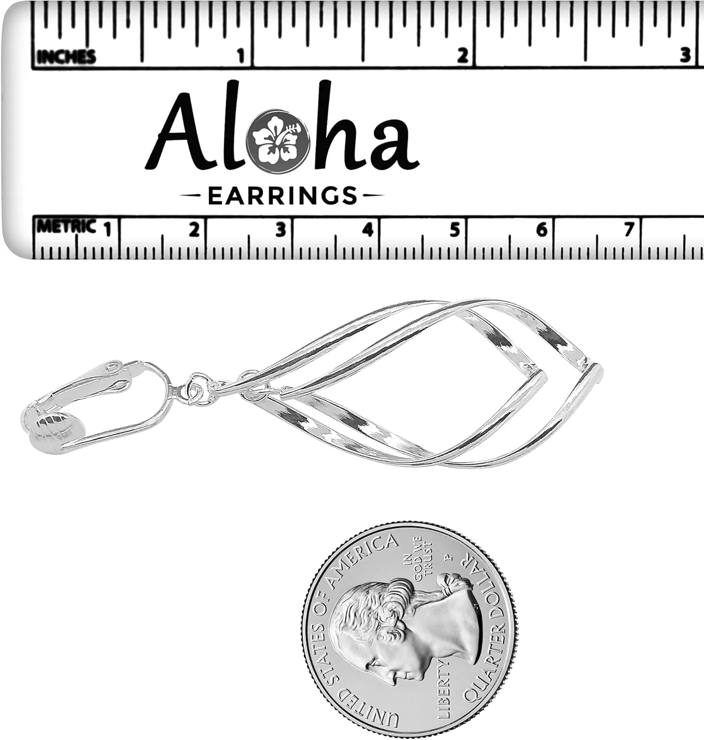 Silver Clip On Earrings For Women, They Look Pierced, Don't Pinch & Won't Fall Off, Hypoallergenic & Lightweight