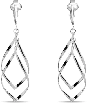Silver Clip On Earrings For Women, They Look Pierced, Don't Pinch & Won't Fall Off, Hypoallergenic & Lightweight