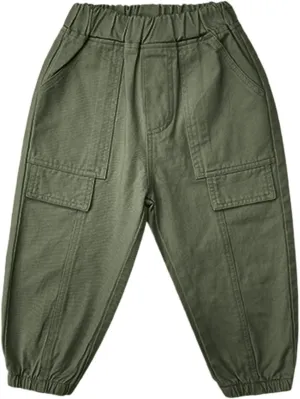 Toddler Boys Cargo Pants Baby Cotton Pull on Jogger Kids Solid Color Elastic Waist Sweatpants Fall Outfits Baby Girl