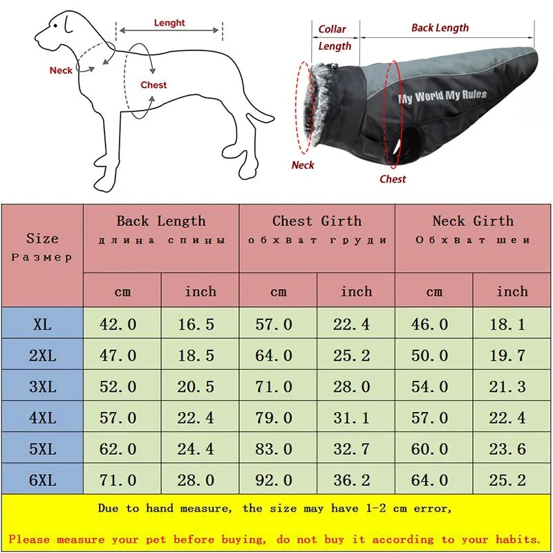 Waterproof Large Dog Clothes Winter Dog Coat With Harness Furry Collar Warm Pet Clothing Big Dog Jacket Labrador Bulldog Costume