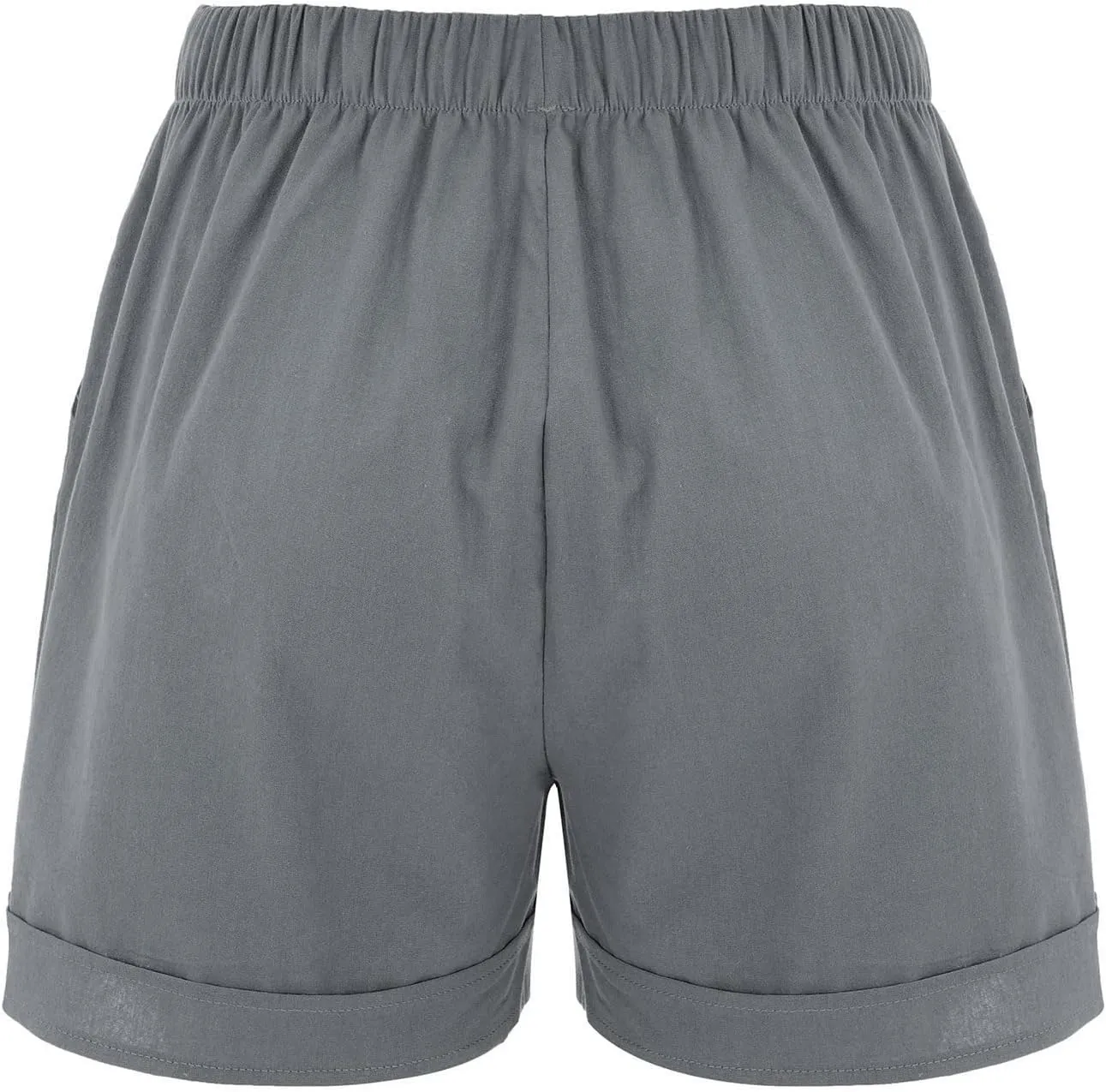 Women Casual Cotton Linen Shorts Drawstring Comfy Elastic Waist Shorts Summer Pull On Short with Pockets(S-3XL)