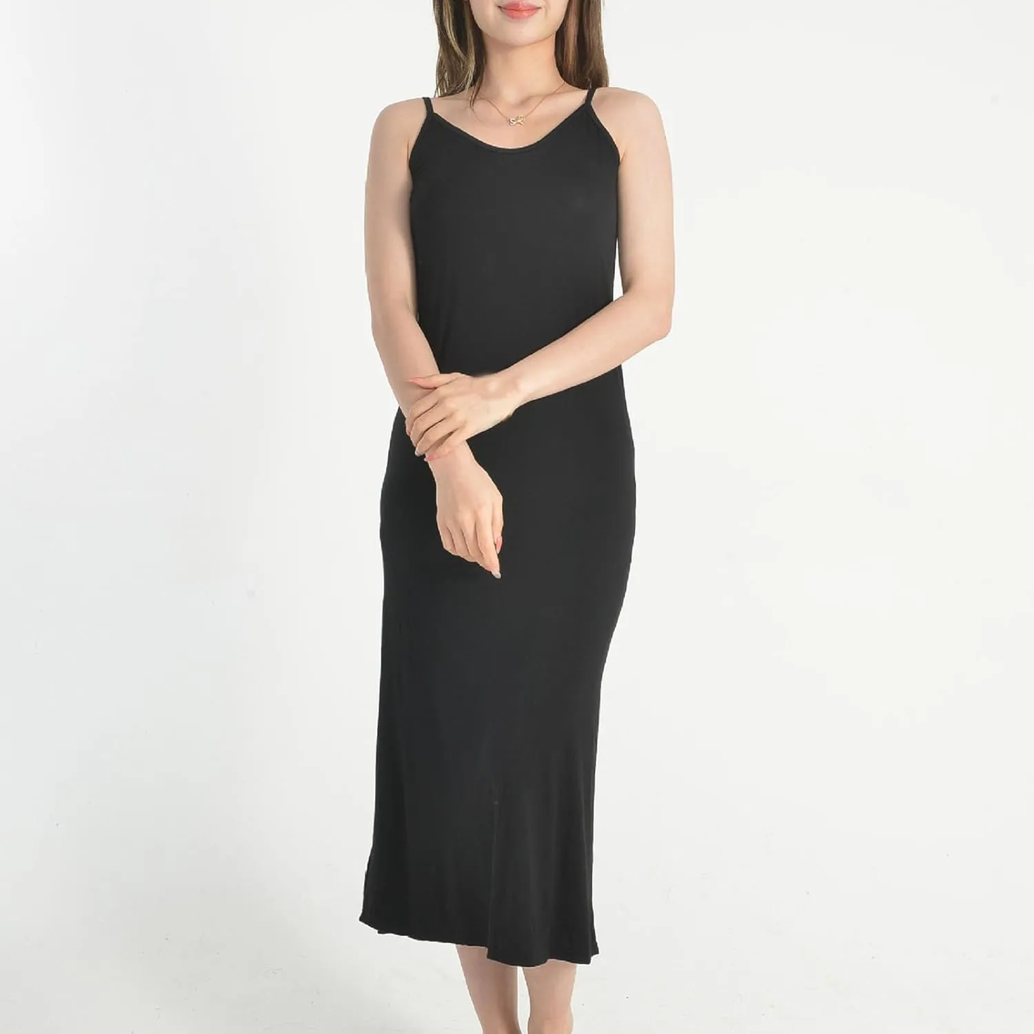 Womens Long Slip Dress Soft Modal Spaghetti Strap Underdress Sleepwear Casual Loungewear Nightgown Comfortable Stretch